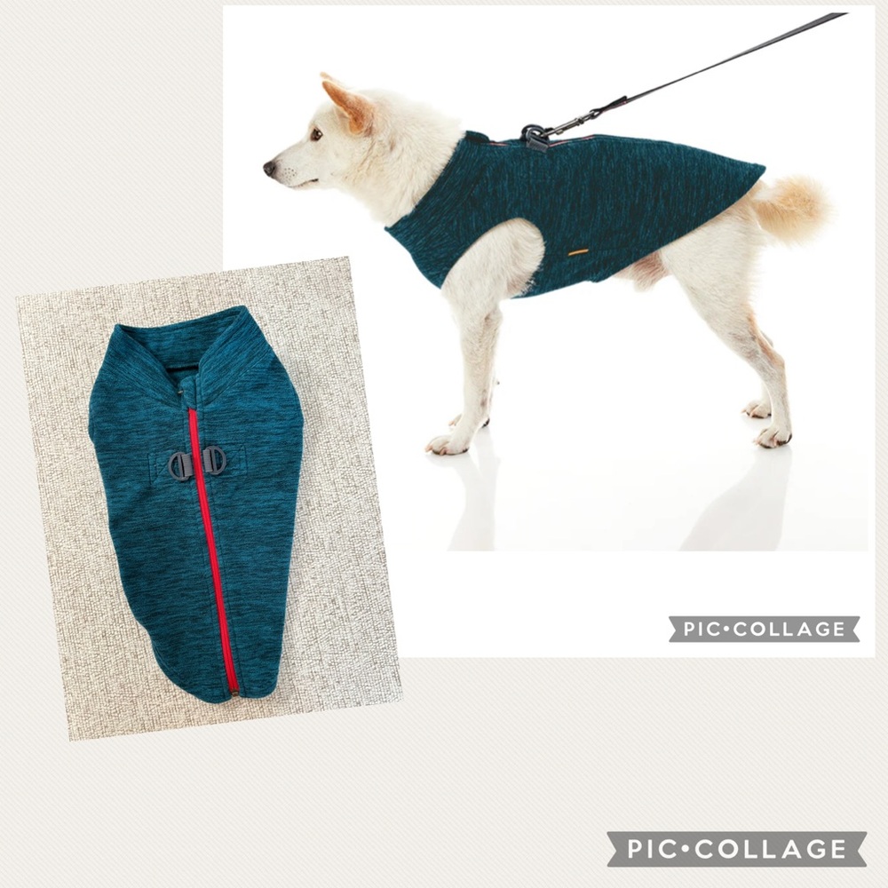 Gooby Zip Up Fleece Dog Vest Turquoise Wash Size Large